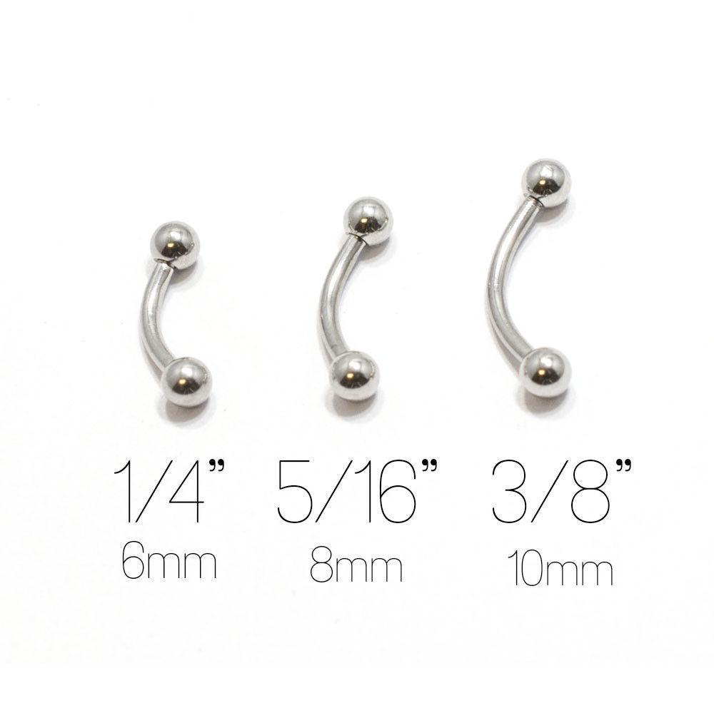 Titanium Curved Eyebrow Barbell Ring Black Spike 14G 3/8" 4mm x 4mm Spike Titanium Curved Eyebrow Barbell Ring Black Spike 14G 3/8" 4mm x 4mm Spike